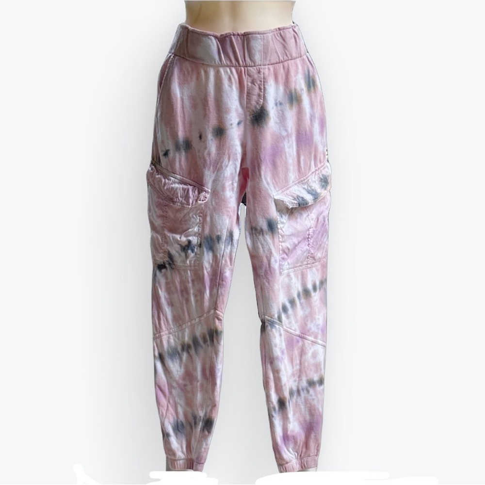 Soft Girl Boho Pastel Tie-Dye Y2K Comfy Athleisure Streetwear Cargo Joggers ~ S